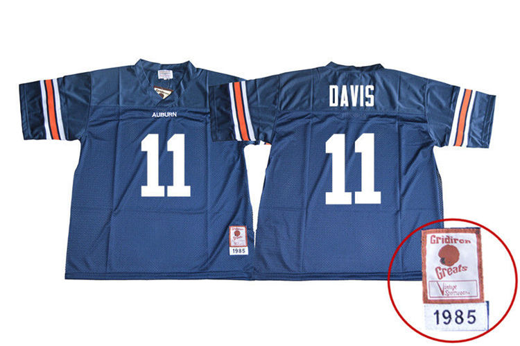 Men's Auburn Tigers #11 Chris Davis 1985 Throwback Navy College Stitched Football Jersey